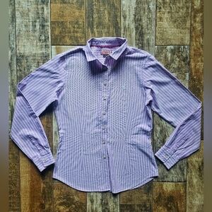 Thomas Pink London EUC Purple Stripe Button Down Shirt Size 8 Preppy Classic